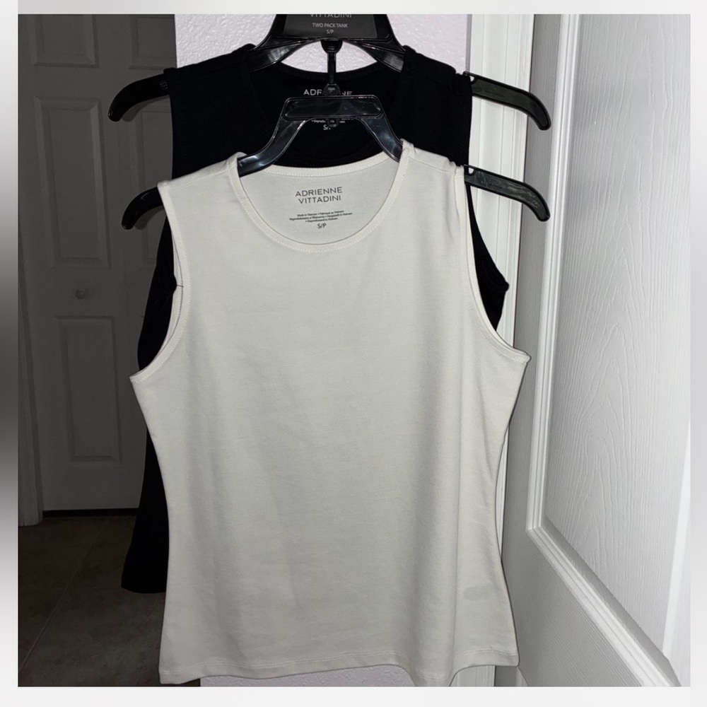 Adrienne Vittadini Sleeveless Tank - Black and Cream
